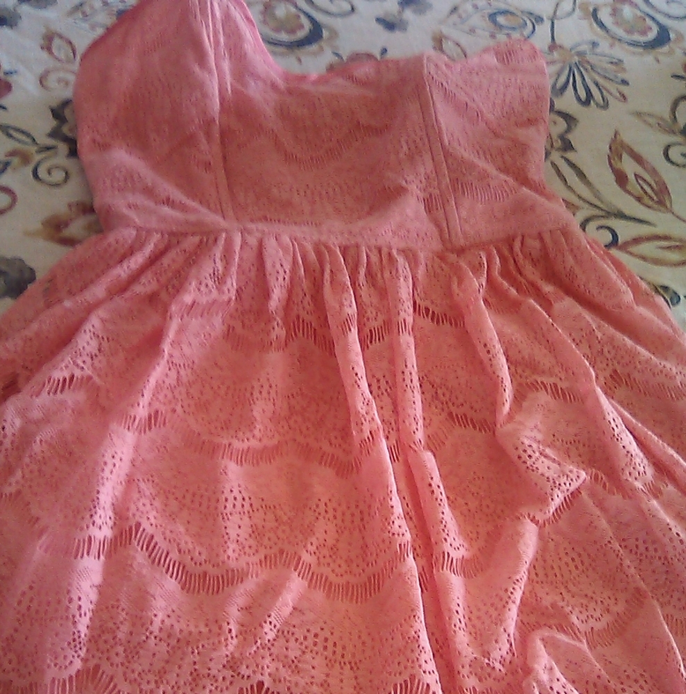 Strapless corset style lace dress